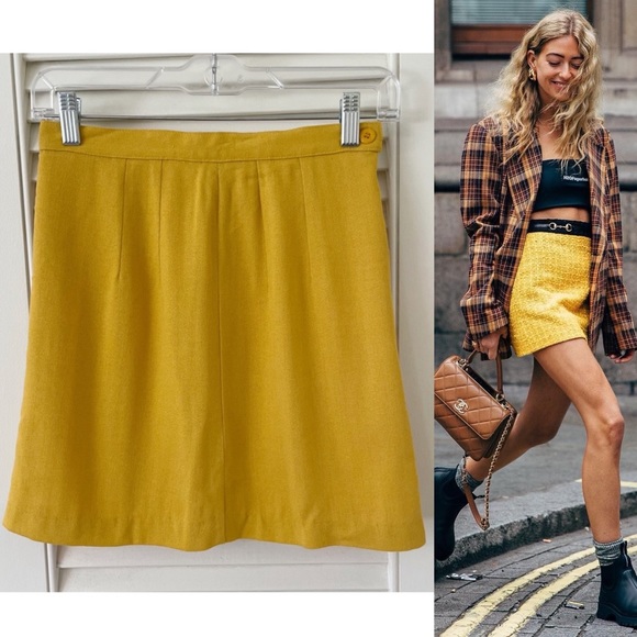 SOLD :: Vintage 90s Yellow Mini Skirt - Picture 6 of 10